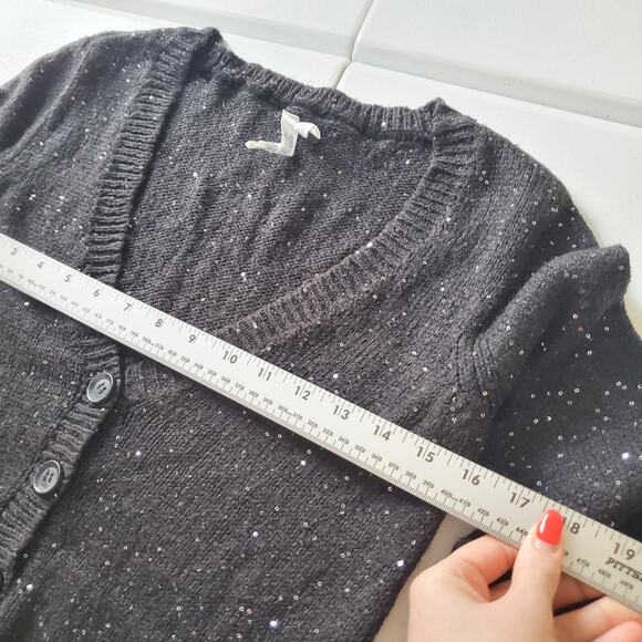 Y2K Whimsigoth Goth Girl Aeropostale Sweater Womens Small Sequin Button Cardigan - Picture 6 of 7